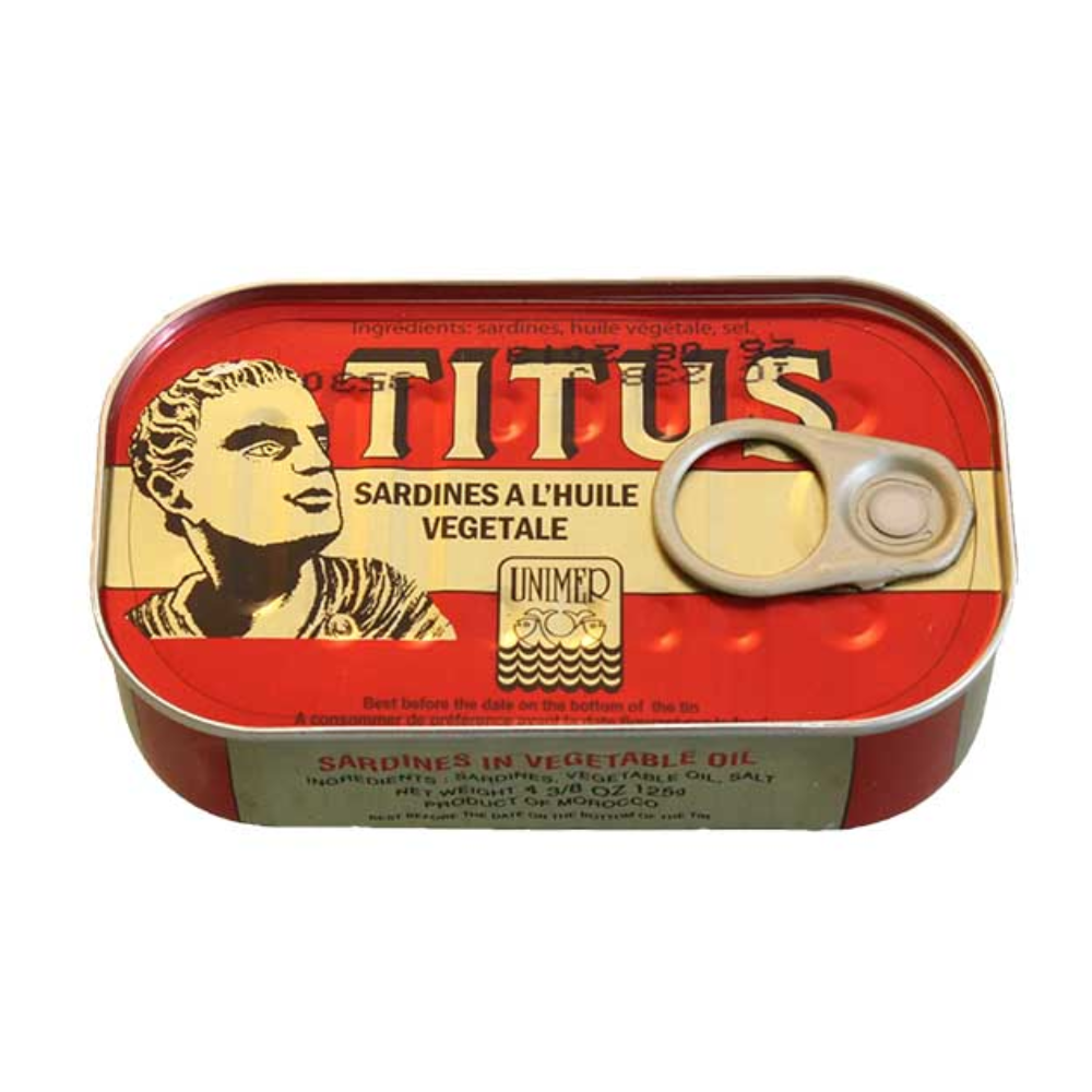 Hot Titus – Sardines in Vegetable Oil –  125 g