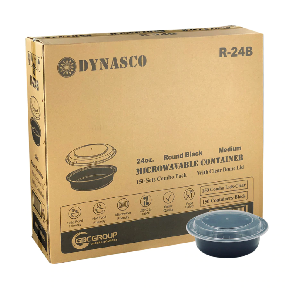 R-24B – Round Container with clear dome lids - 24oz