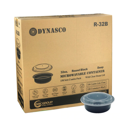 R-32B – Round Container with clear dome lids - 32oz